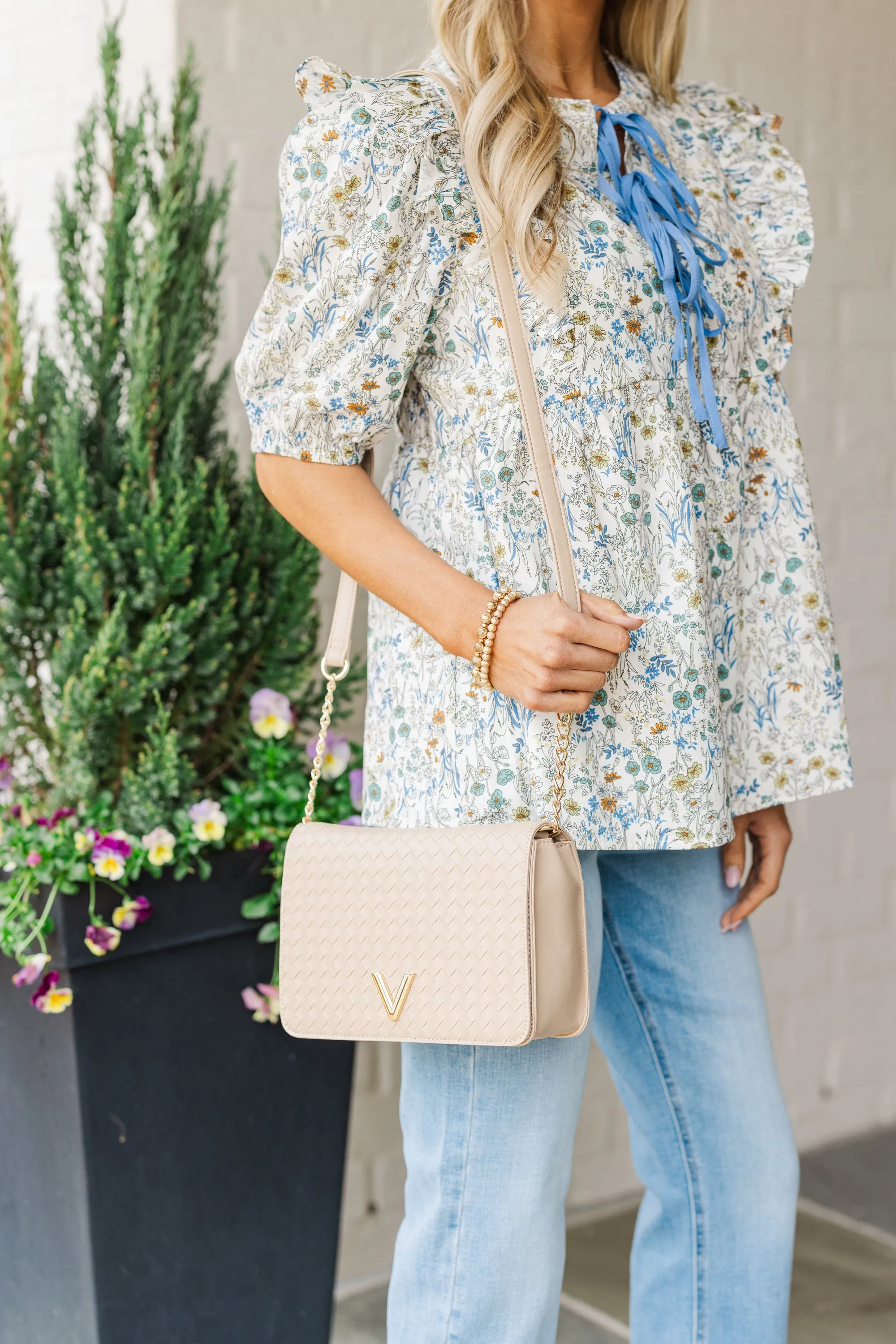 Sand Charm Beige Brown Woven Crossbody Bag