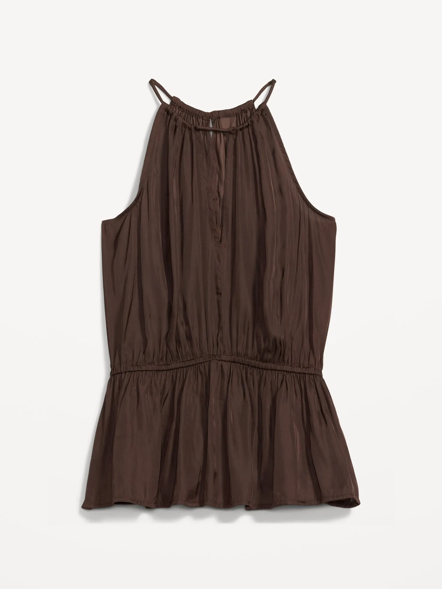 Satin Halter Peplum Blouse for Women Old-Navy