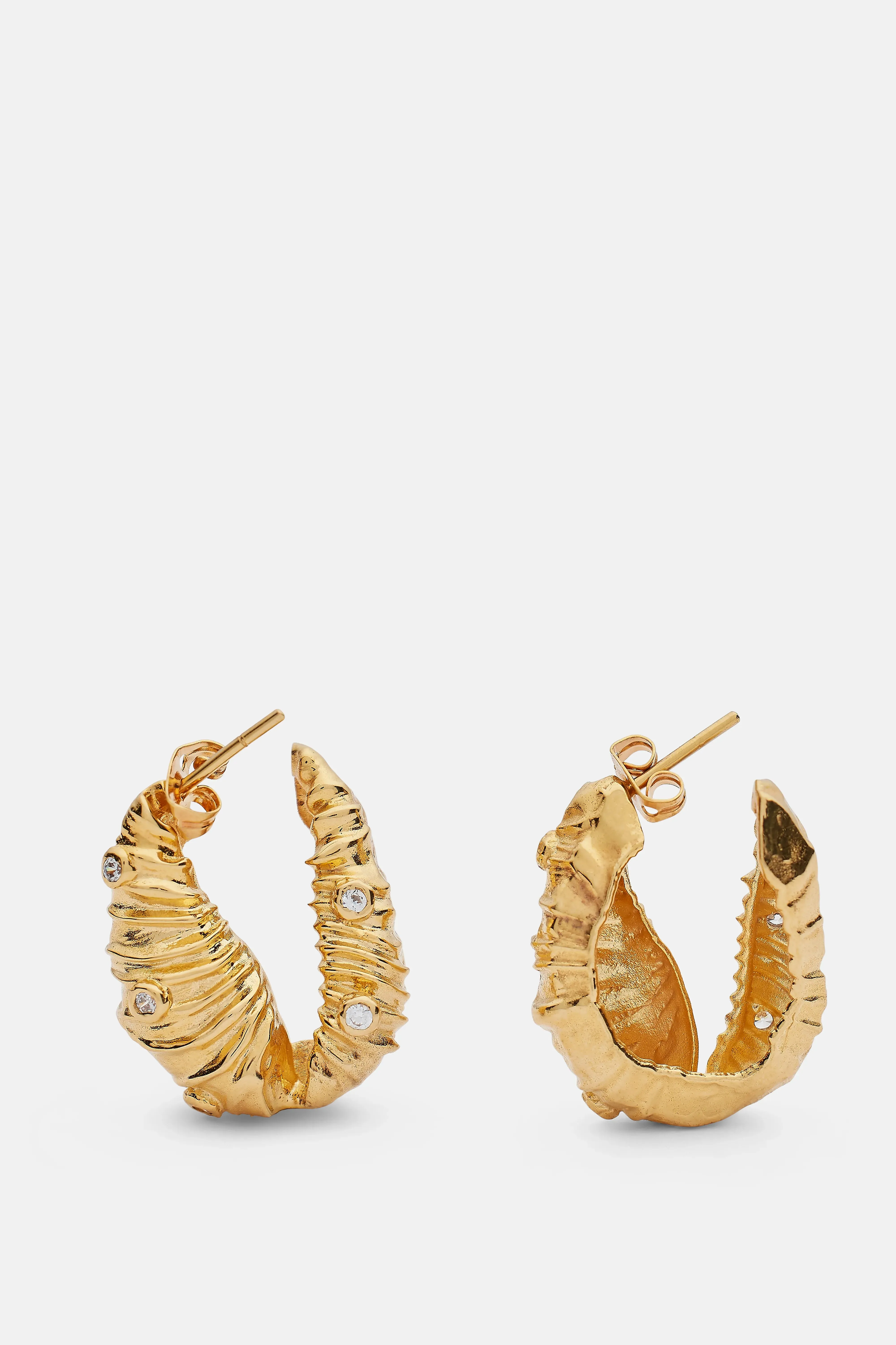 Seashells Earrings with Pave Stones in Gold