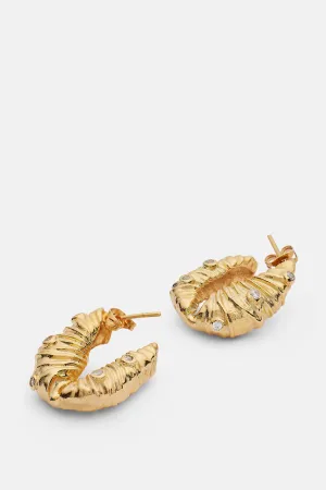 Seashells Earrings with Pave Stones in Gold