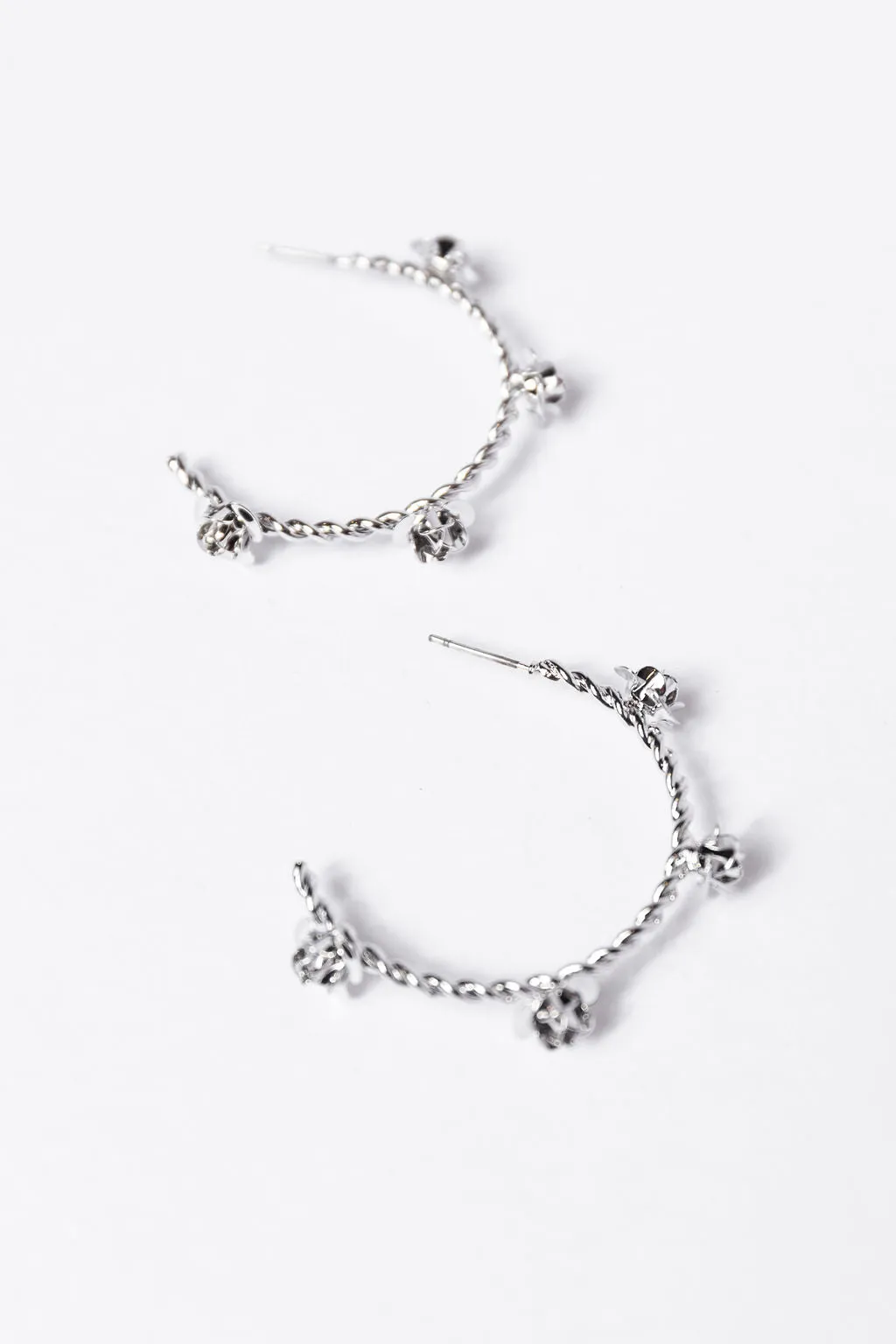 Silver Rose Hoop Earrings SALE