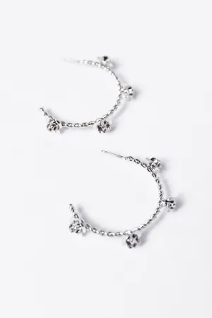 Silver Rose Hoop Earrings SALE