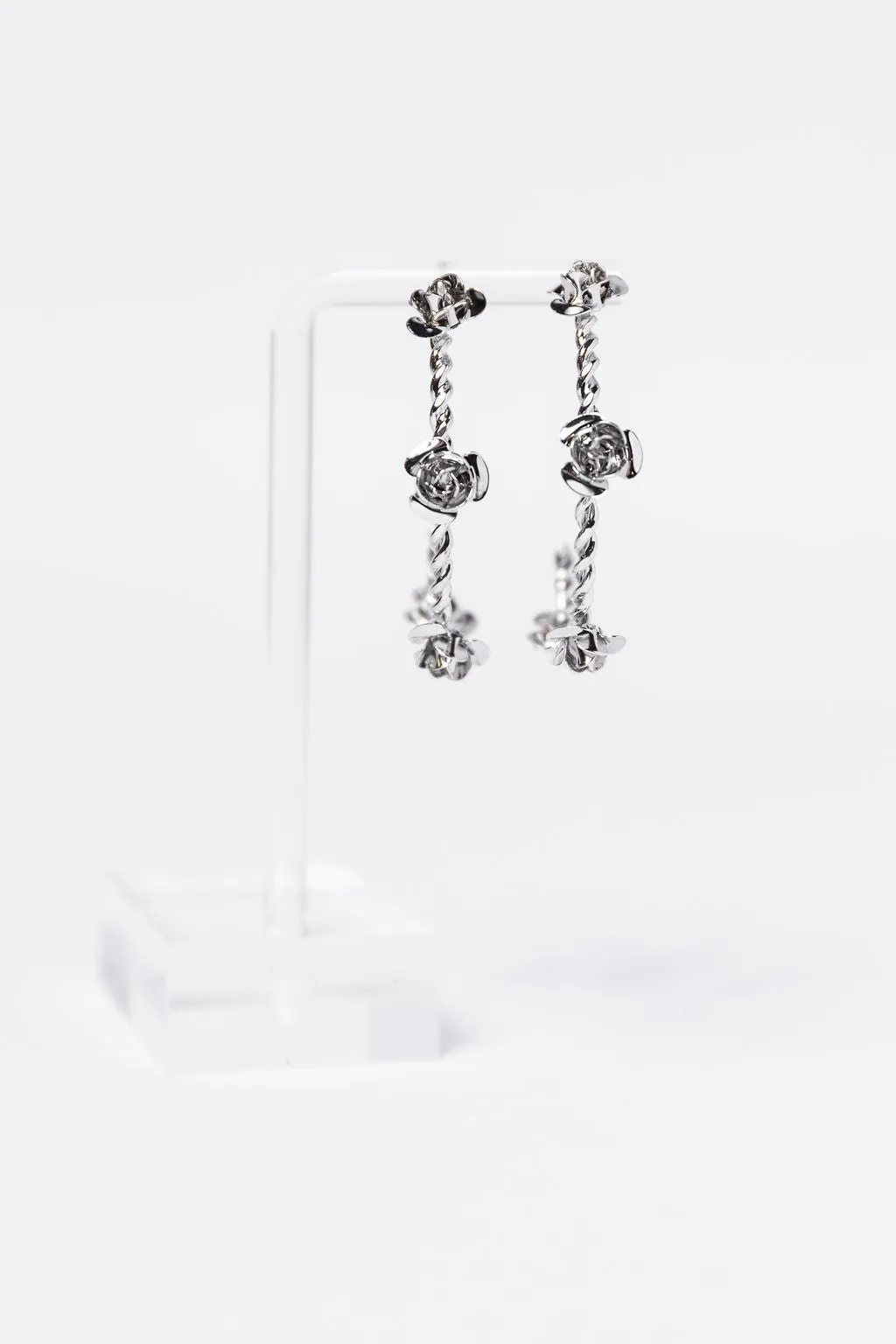 Silver Rose Hoop Earrings SALE