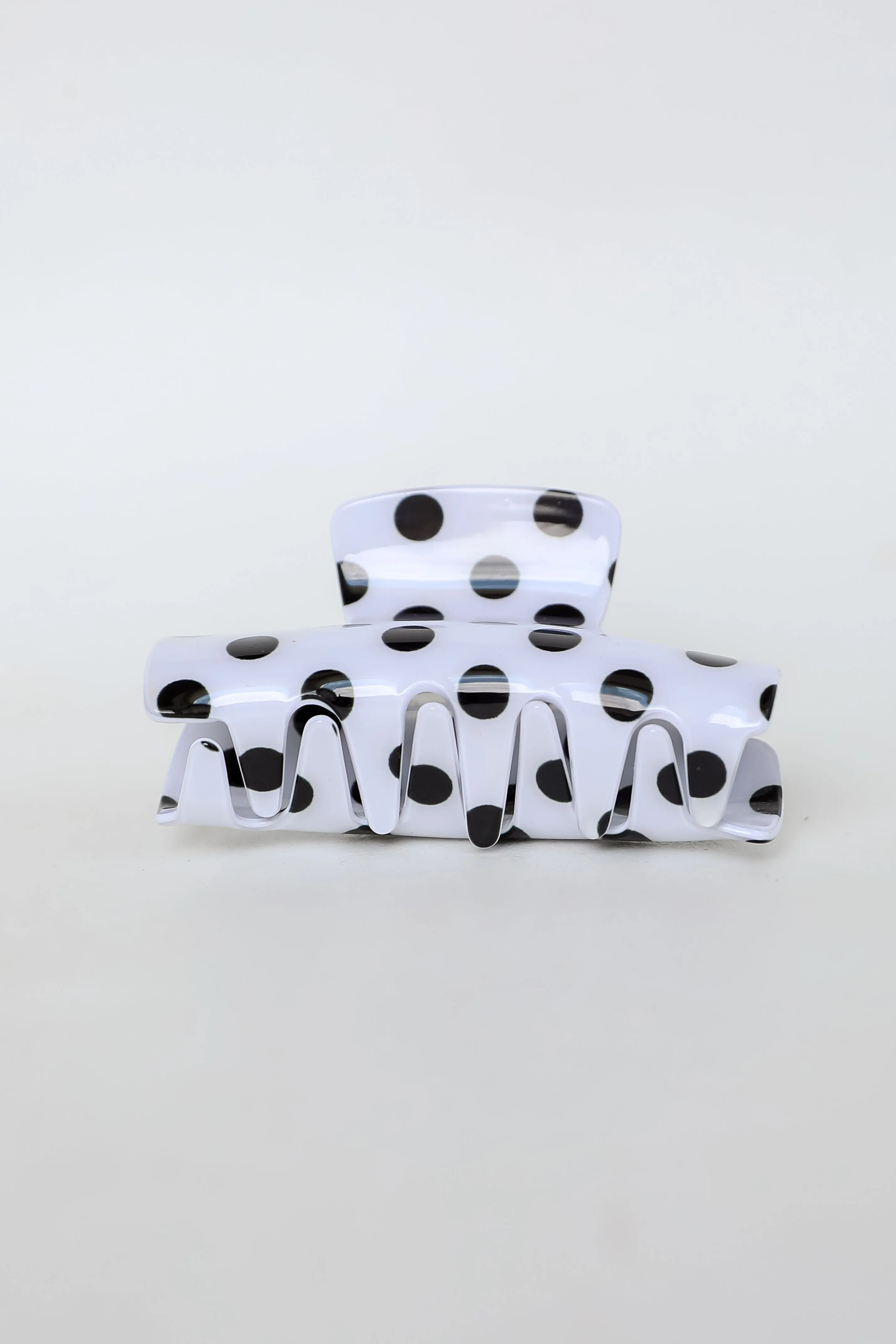 Sincerely Cute White Acrylic Polka Dot Claw Hair Clip