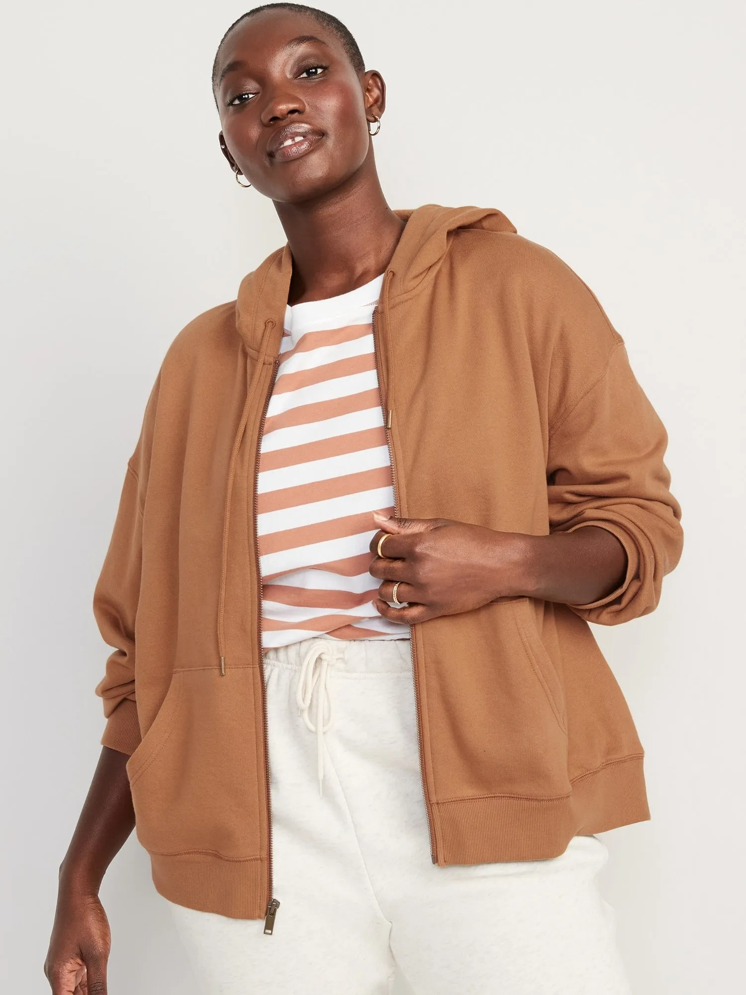 Slouchy Fleece Full-Zip Hoodie for Women Old-Navy