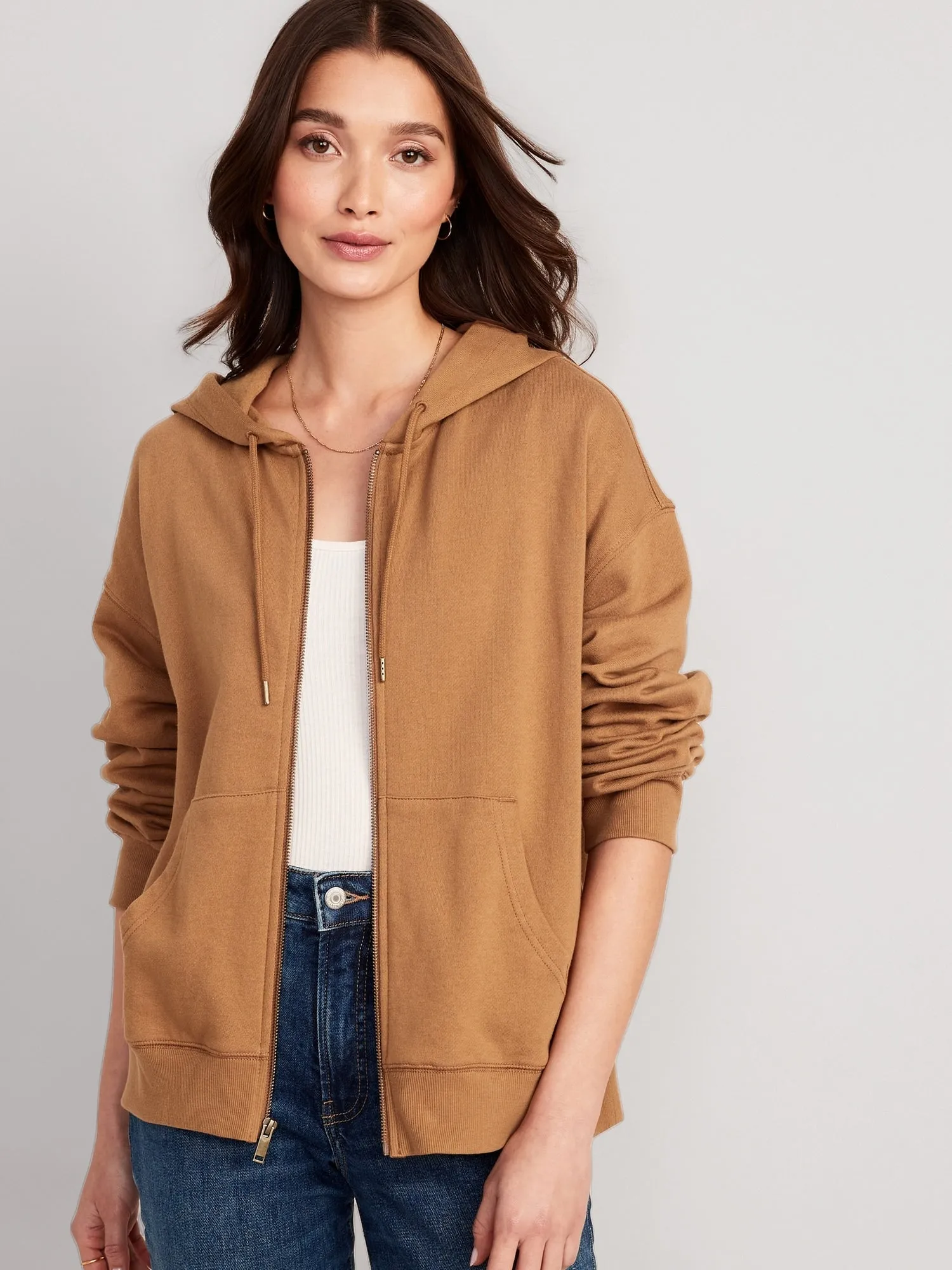 Slouchy Fleece Full-Zip Hoodie for Women Old-Navy