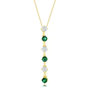 Sterling Silver Round CZ Long Pendant Necklace- Sterling Silver, Rose Gold or Gold Plated