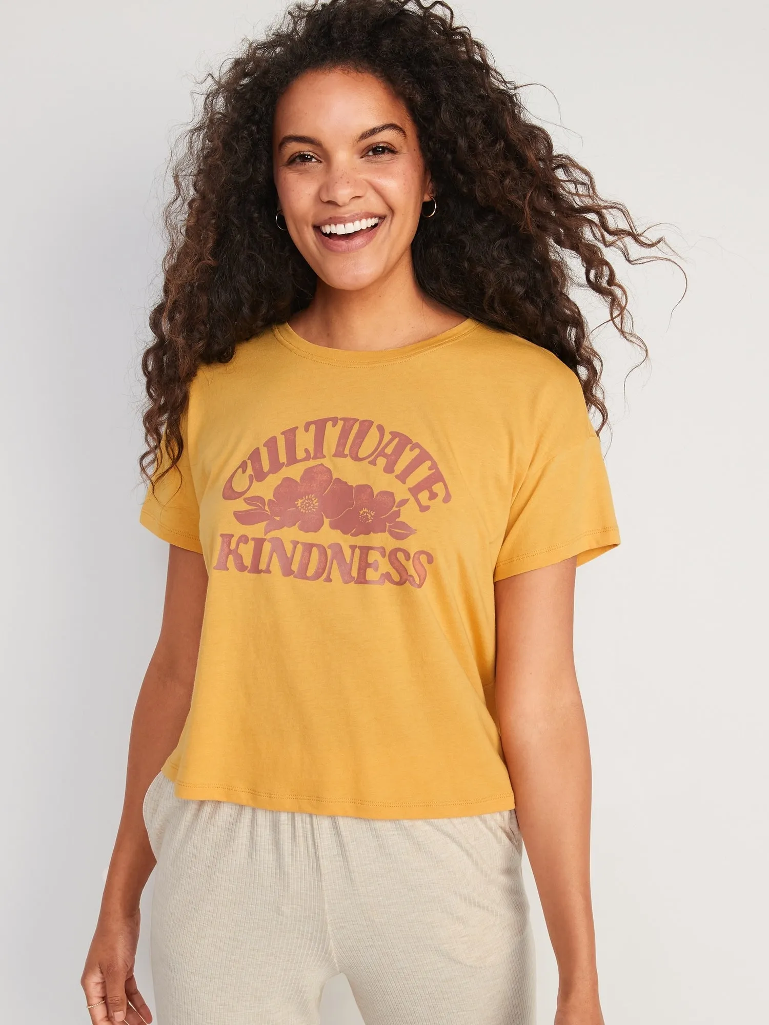 Sunday Sleep Cropped Lounge T-Shirt for Women Old-Navy