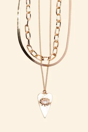 Third Eye Heart Gold Necklace