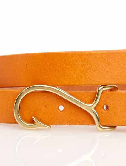 Vineyard Vines Leather Fish Hook Belt - Natural