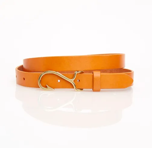 Vineyard Vines Leather Fish Hook Belt - Natural