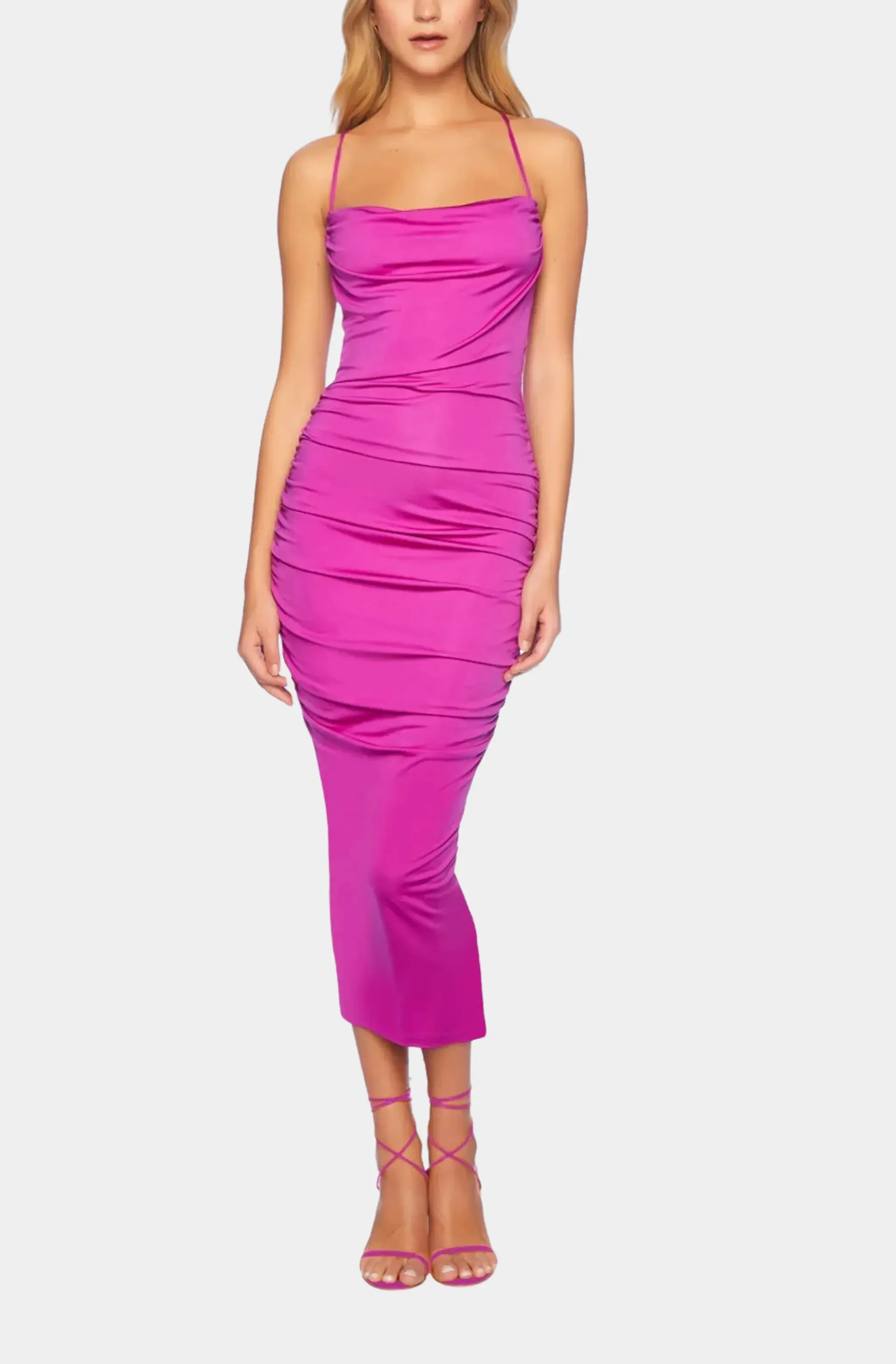 Viscose Solid Cowl String Dress