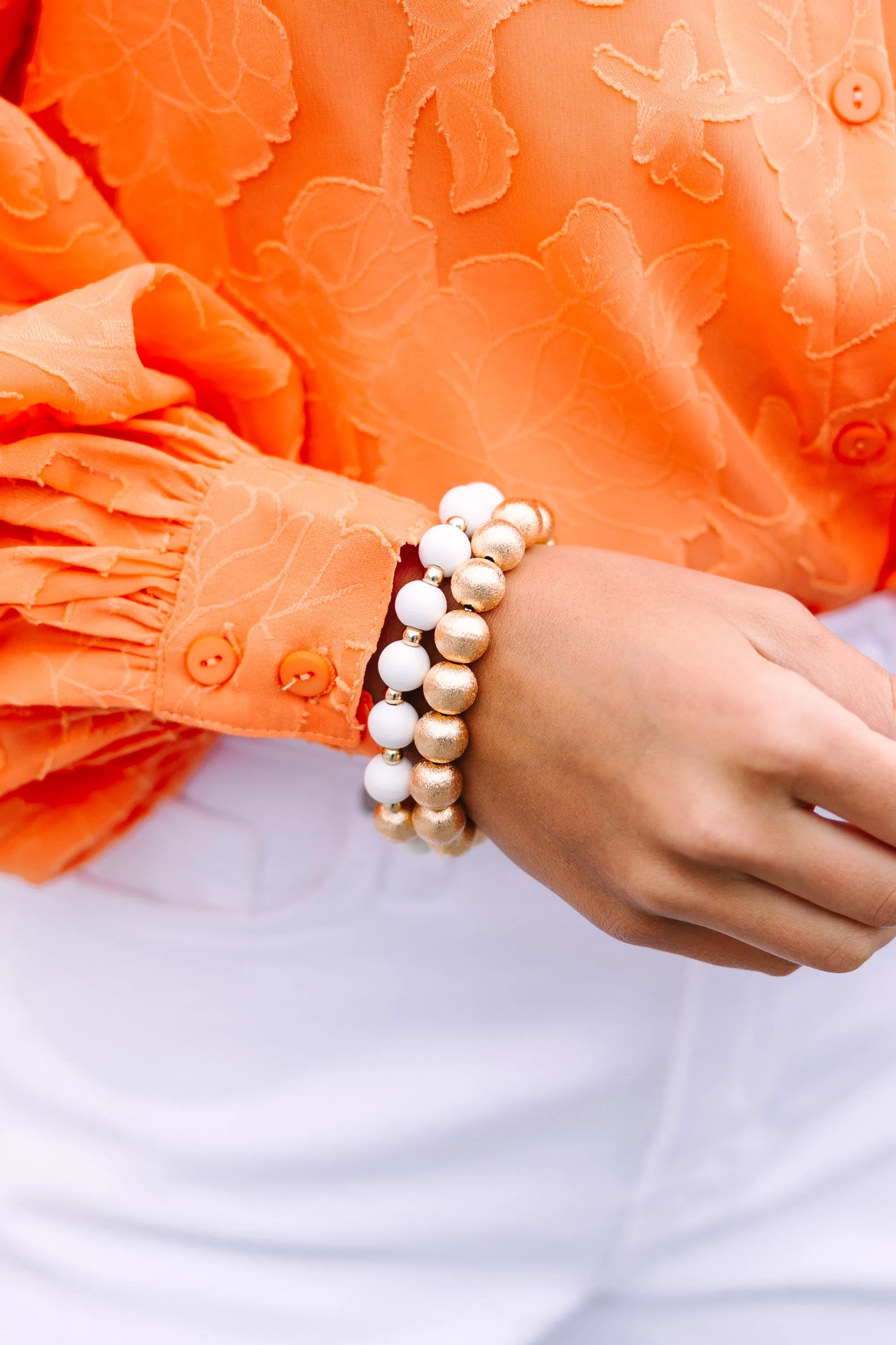 Waiting For You White Beaded Bracelet Set