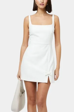 Whisper Bow Slit Strappy Mini Dress