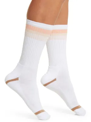 Women's Clare Three Stripe Crew Long Socks,White