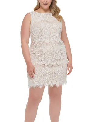 Women's Floral Lace Dress,White