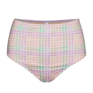 Women's High Waist Checked Bikini Bottom,Multi