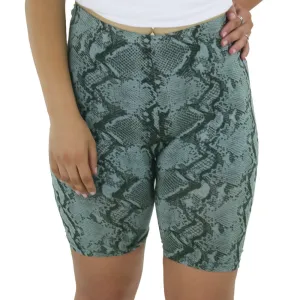 Women's Snake Print Short Legging,Olive