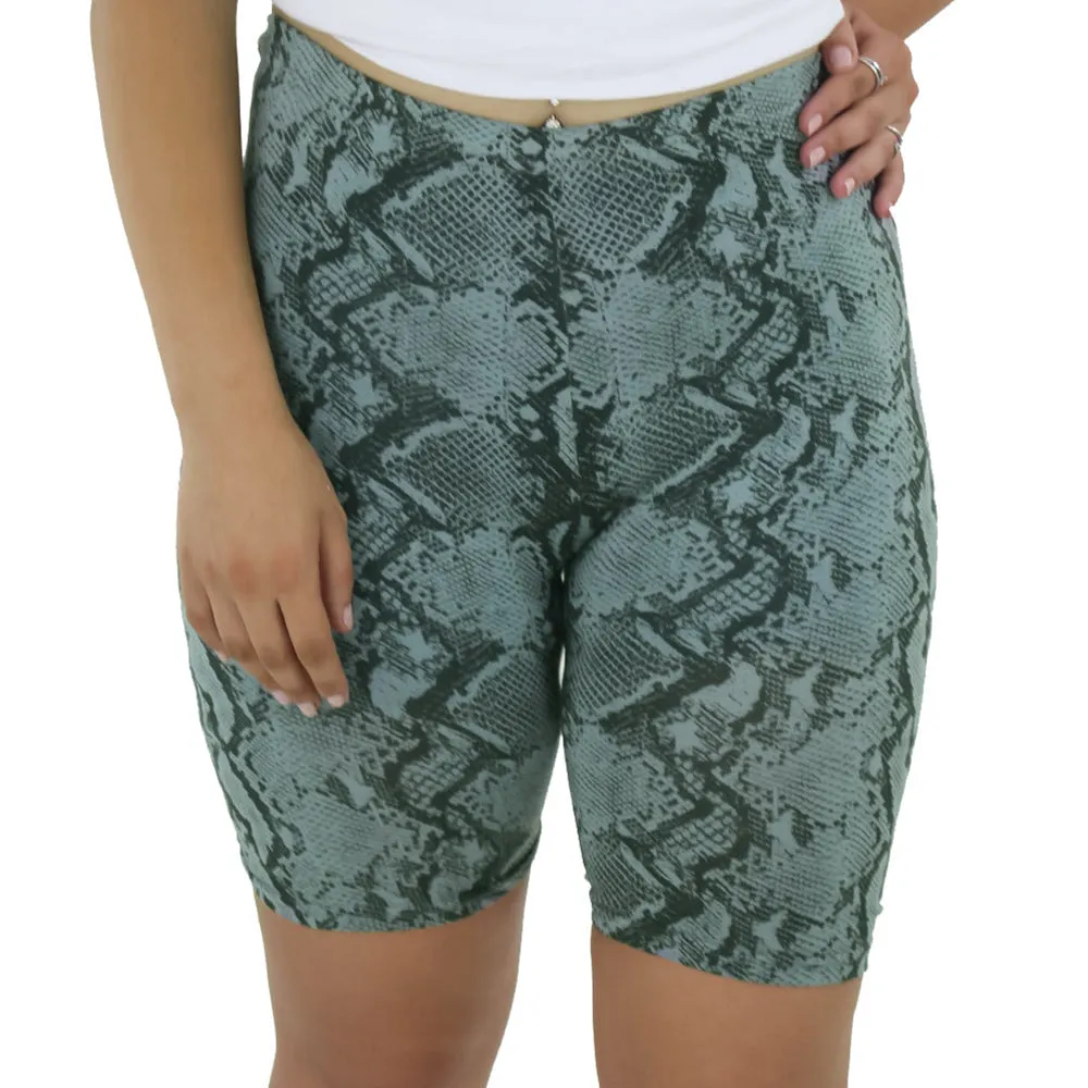 Women's Snake Print Short Legging,Olive