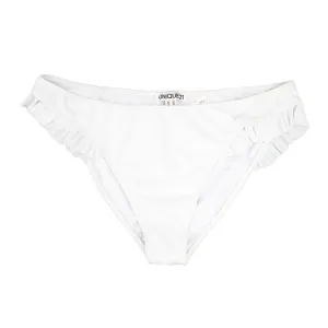 Women's Solid Ruffle-Side Bikini Bottom,White
