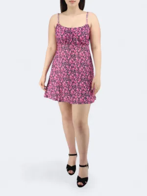 Women's Spaguetti strapes Floral Dress,Rose