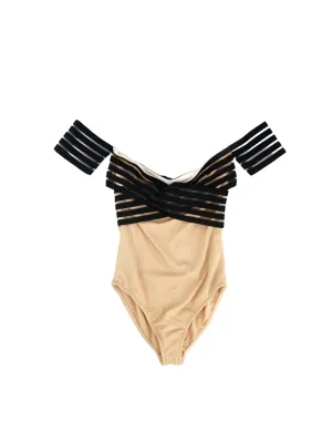 Women's Textured Tankini Top,Beige/Black